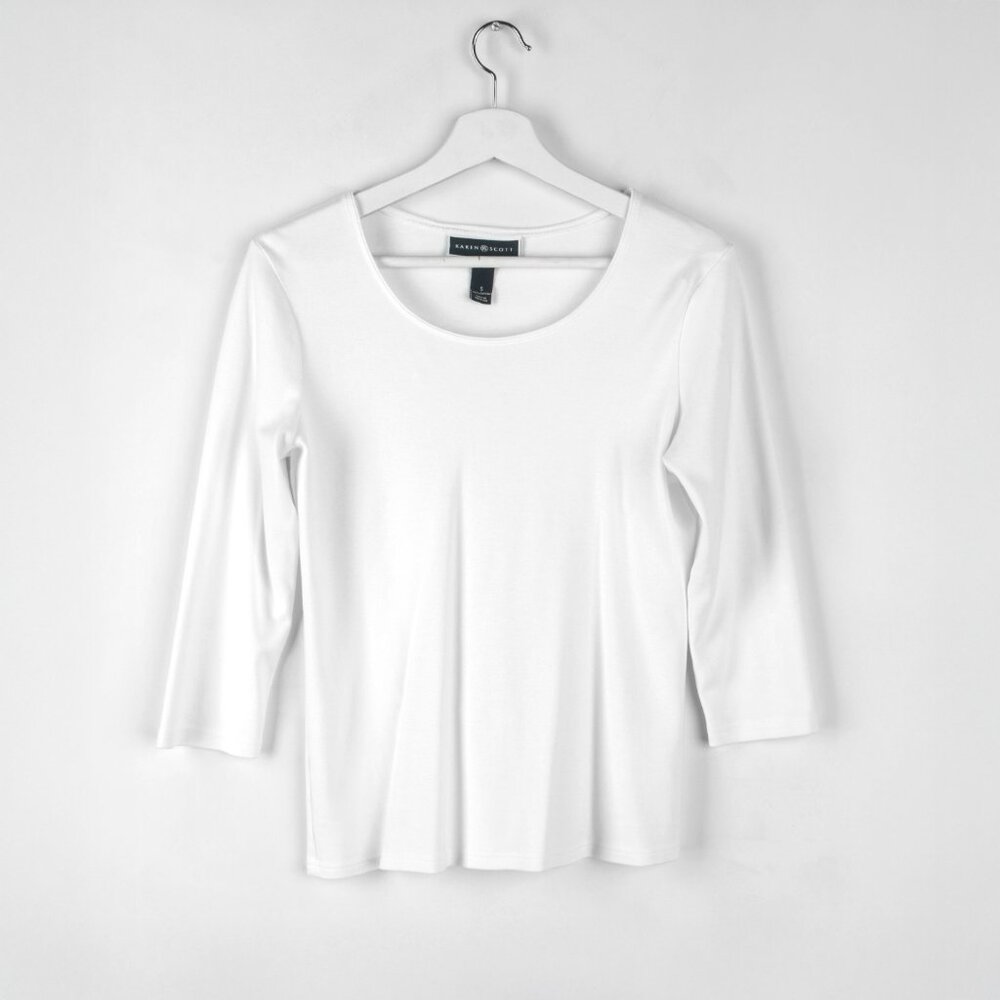 Karen Scott Cotton Knit Top White S